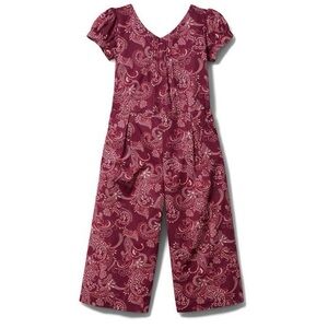 Janie and Jack Berry Paisley Print Puff Sleeve Poplin Jumpsuit